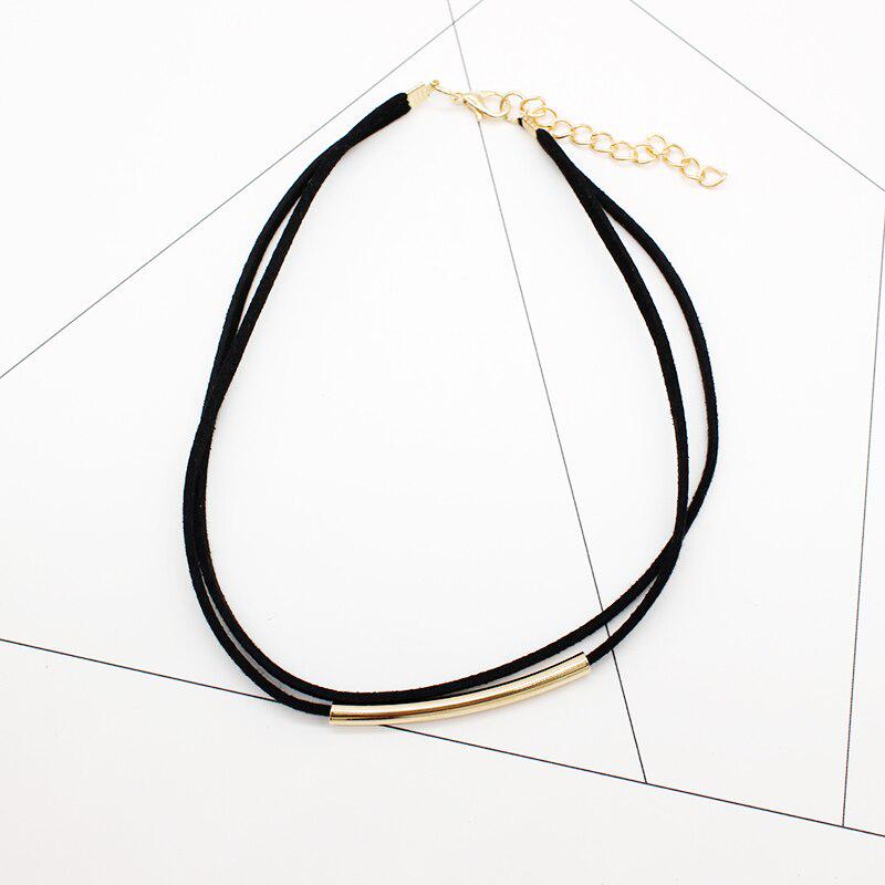 New Fashion Bending Tube Velvet Choker Necklace Double Layer Style Torque Black Short Leather Necklace Charm Collier Femme