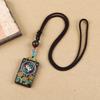 Tibetan Thangka Necklace Ebony Buddha Pendant Men's and Women's Long Simple Sweater Chain Retro Accessories