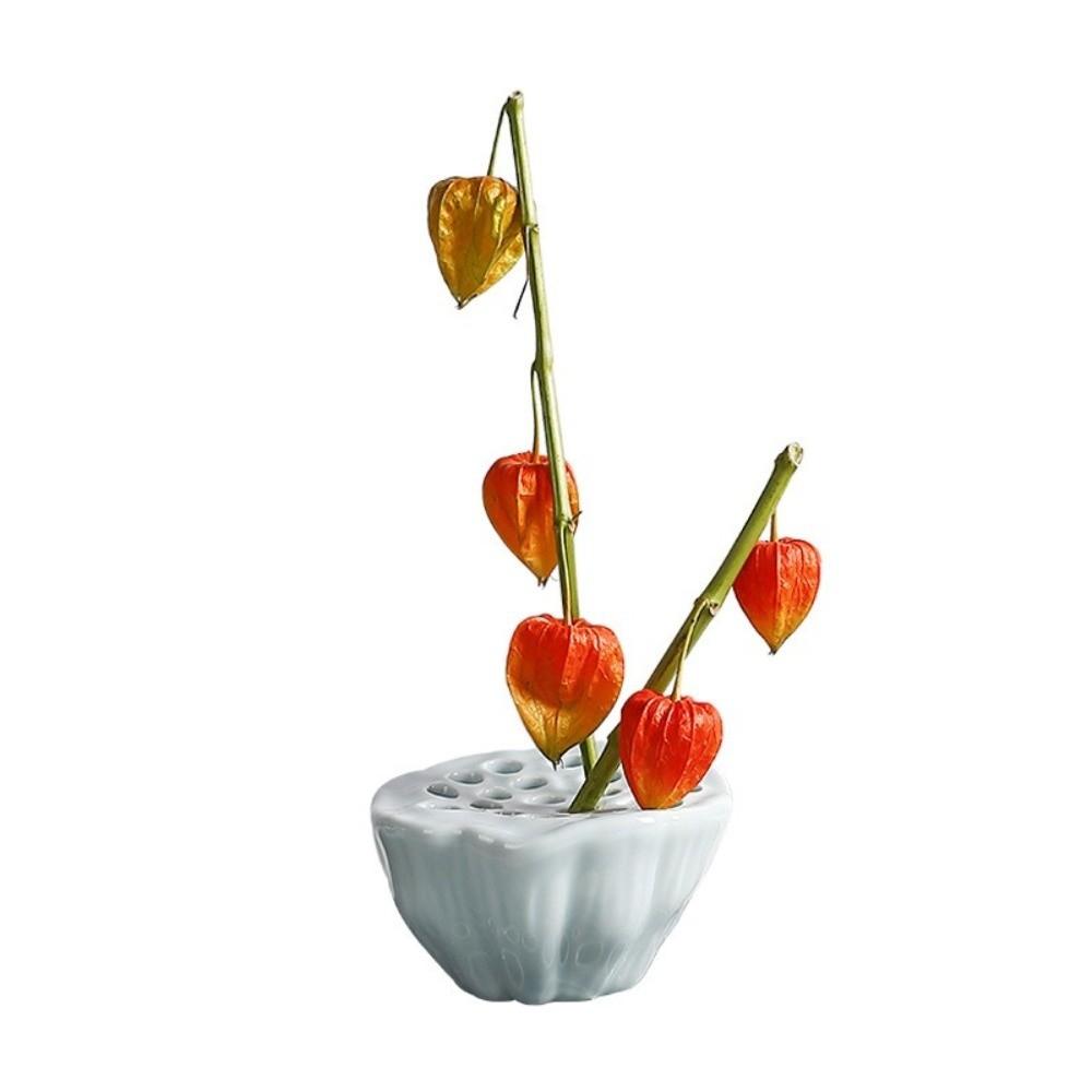 Zen Meaning Ceramic Lotus Vase Exquisite Artificial Flower Arrangement Vessel Plant Pot Home Decor