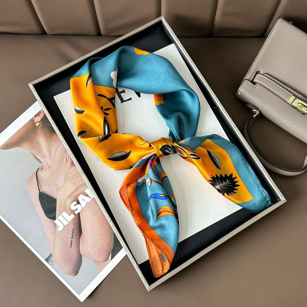 Шелковый шарф женский модный универсальный высокий смысл 70 квадратный шарф защита шеи шарф ретро шарф сумка