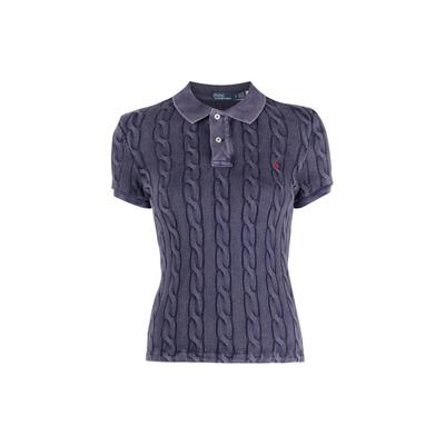 Polo SS23 Solid Logo Текстурированный Принт Короткий Рукав Поло Рубашка Женские Топы Синий 211891579-002