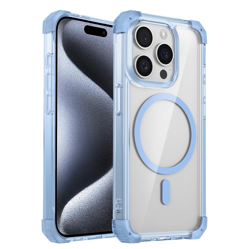 Магнитный прозрачный чехол Magsafe для iPhone 16 15 14 13 12 11 Pro Max Plus с беспроводной зарядкой, ударопрочный прозрачный чехол