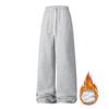 Men's Solid-color Casual Sportswear Pants, Men's Thin Fleece Drawstring Straight-leg Loose Flat-mouth Sweatpants