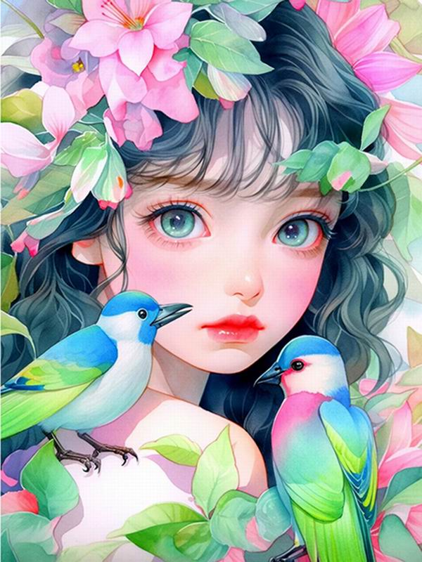 Алмазная картина с изображением девушки из мультфильма, новые поступления, Diy, полная квадратная круглая дрель, стразы, вышивка, цветы и птицы, мозаика, наборы для вышивки крестом, декор стен