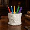 Office Desk Accessories Gothic Skull Pen Holder, 3D Printed PLA Stationery Organizer, Unique Organization Halloween Theme Container for Makeup Brushes