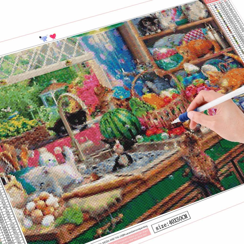 Полный квадратный дрель Алмазная вышивка кошка Кухня Книги по искусству горный хрусталь ремесленная алмазная живопись животное рукоделие домашний декор