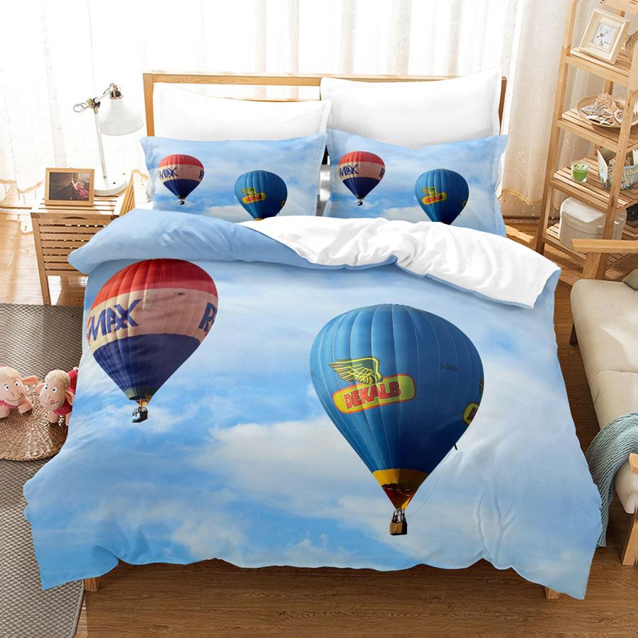 Комплект постельного белья с изображением воздушного шара Queen King Size, 3D Blue Sky White Cloud, детский комплект постельного белья из полиэстера для мальчиков и девочек
