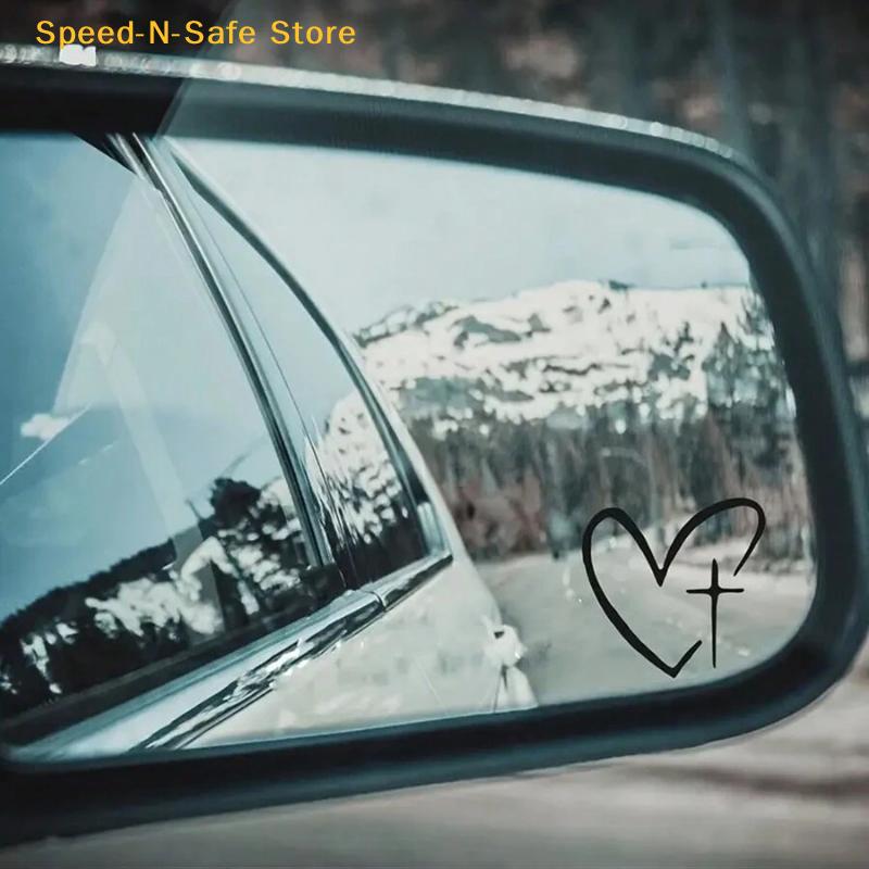 2Pcs/set Of Heart Shape Cross Mirror Stickers, Personalized Creative Decoration