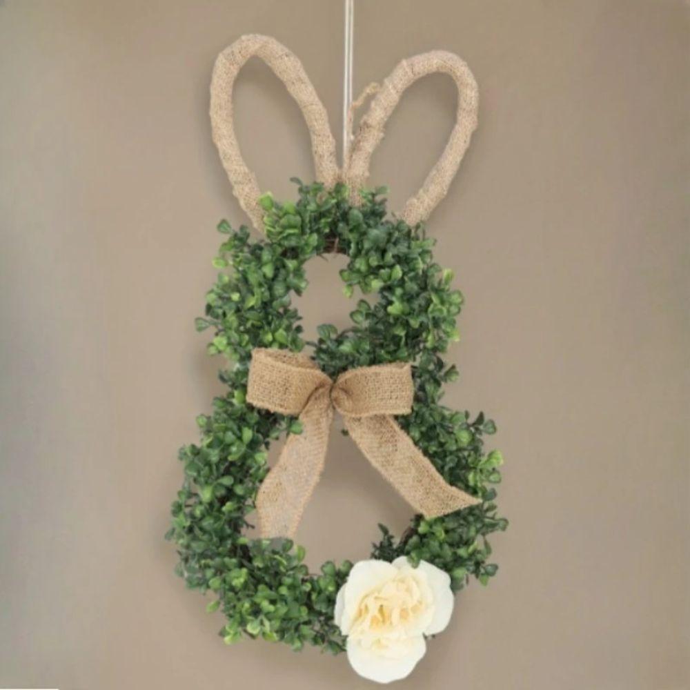 Linen Bow Easter Wreaths With Flower Artificial Wreath Front Door Wreath Window Decoration