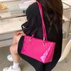 Large Capacity Patent Leather Shoulder Bag Smooth Commuting Tote Bag  Daily
