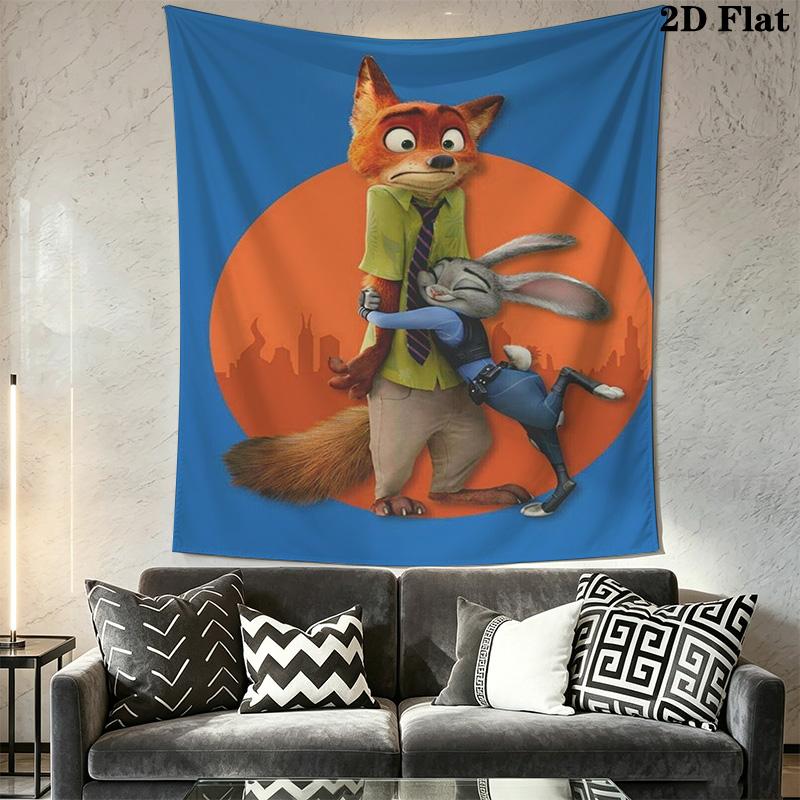 Zootopia Colorful Adventure Tapestry Background Cloth Fashion Print Wall Covering Decoration Atmospheric Background Cloth Soft