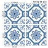 Poromoro Portuguese Spanish Azulejo Tile Stickers Peel and Stick Kitchen Bathroom Mosaic Tile Stickers Set of 16 & (5.9,29)