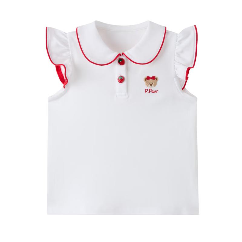 PawinPaw Baby Girls' Cartoon Bear Lapel T-Shirt