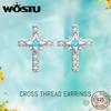 Аутентичные серьги-гвоздики из стерлингового серебра 925 пробы с ярким крестом для женщин, изысканные бирюзовые украшения, подарок на свадьбу, годовщину