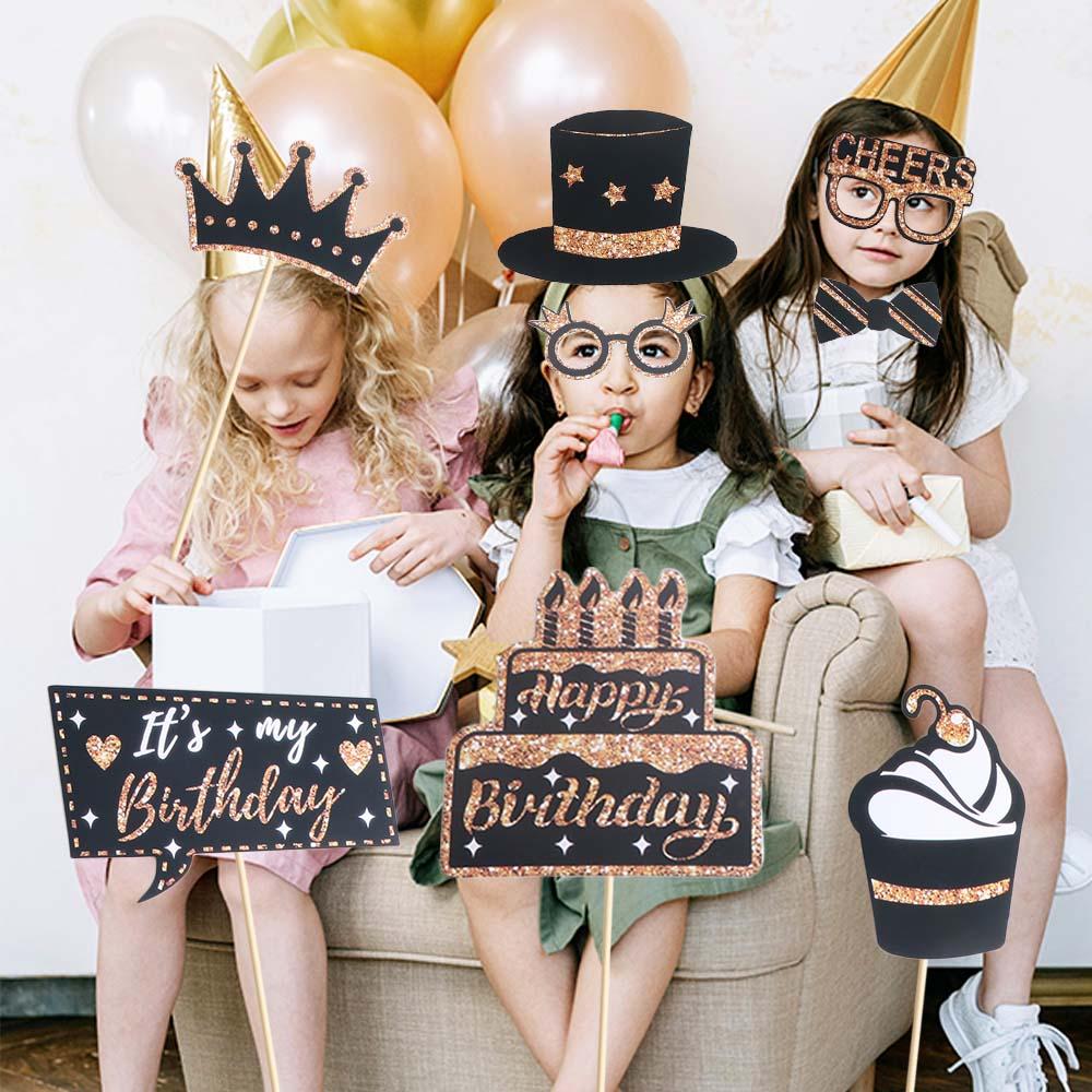 36pcs Black Gold Photo Booth Props Paper Dress Up Costume Mask Holiday Ball Decor