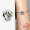 New S925 Silver Charm May Green Birthstone Eternity Circle Charm Fit Fashion 3mm Bracelet DIY Girl Necklace Pendant Gift