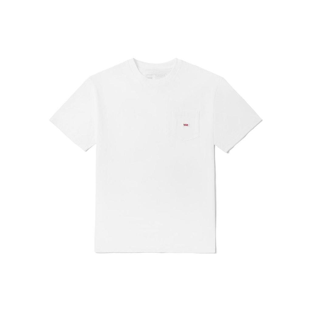 Vans Однотонная футболка с логотипом и карманными буквами, свободная повседневная футболка с коротким рукавом и заниженной линией плеч, унисекс, белая VN0A5E5IWHT