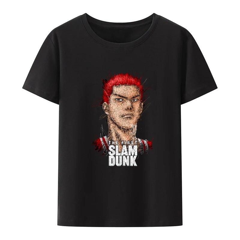 Футболка унисекс Y2k, футболка из чистого хлопка с короткими рукавами SLAMDUNK с буквенным принтом, дышащая, удобная и минималистичная