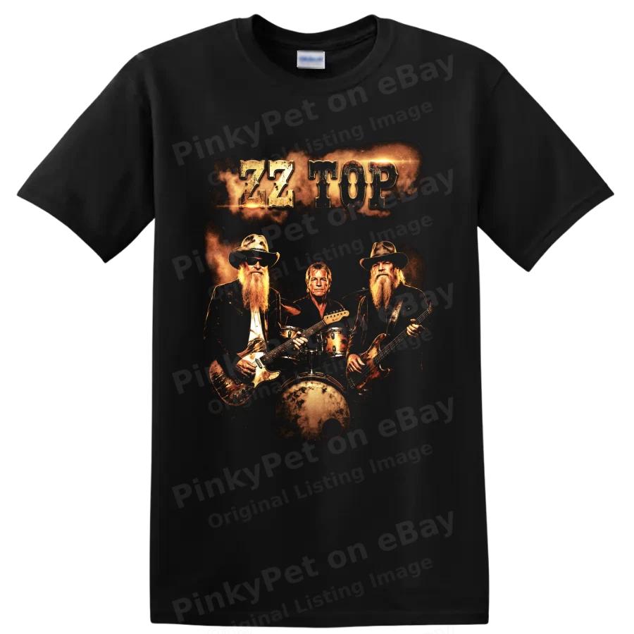 ZZ Top Rock Band T Shirt w/ Guitar Drum Vintage Concert Music Fan Art Tee