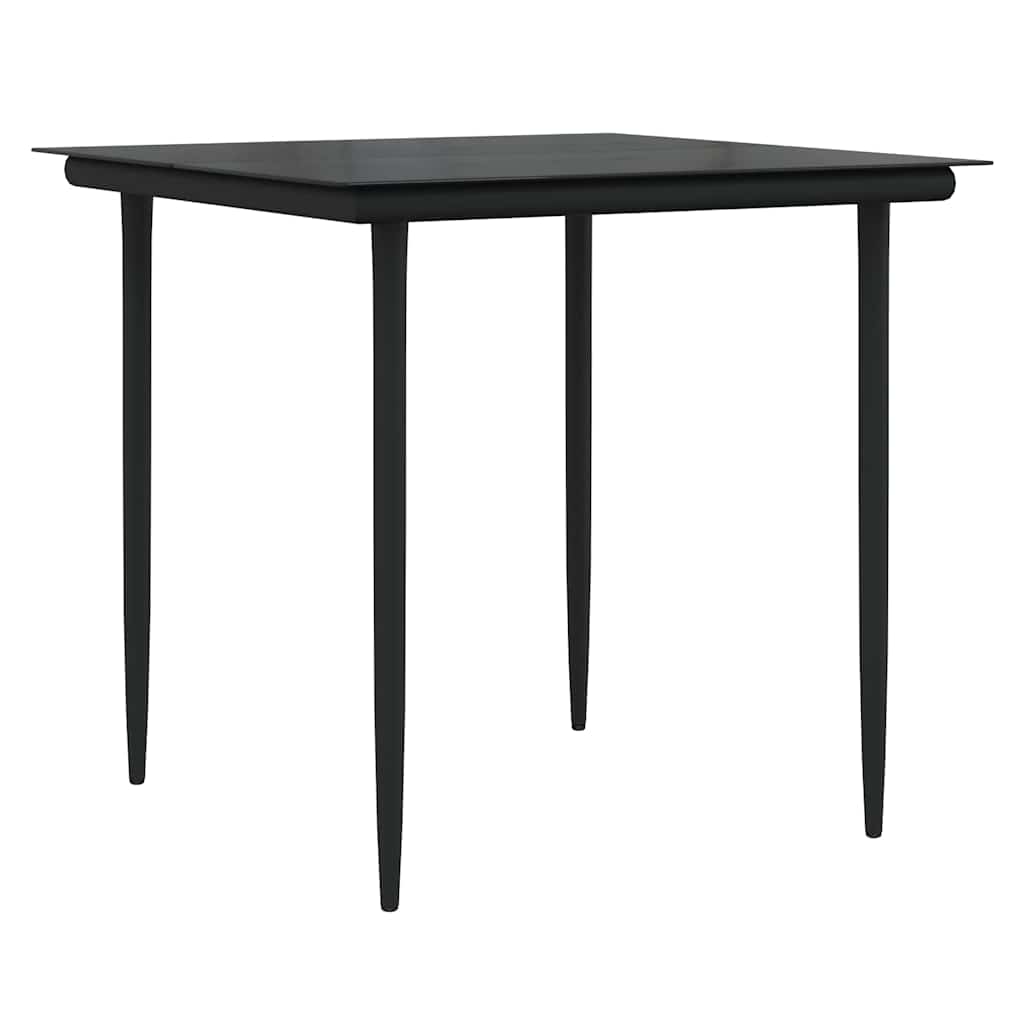 Garden Dining Set with Cushions 3 pcs Black Poly Rattan