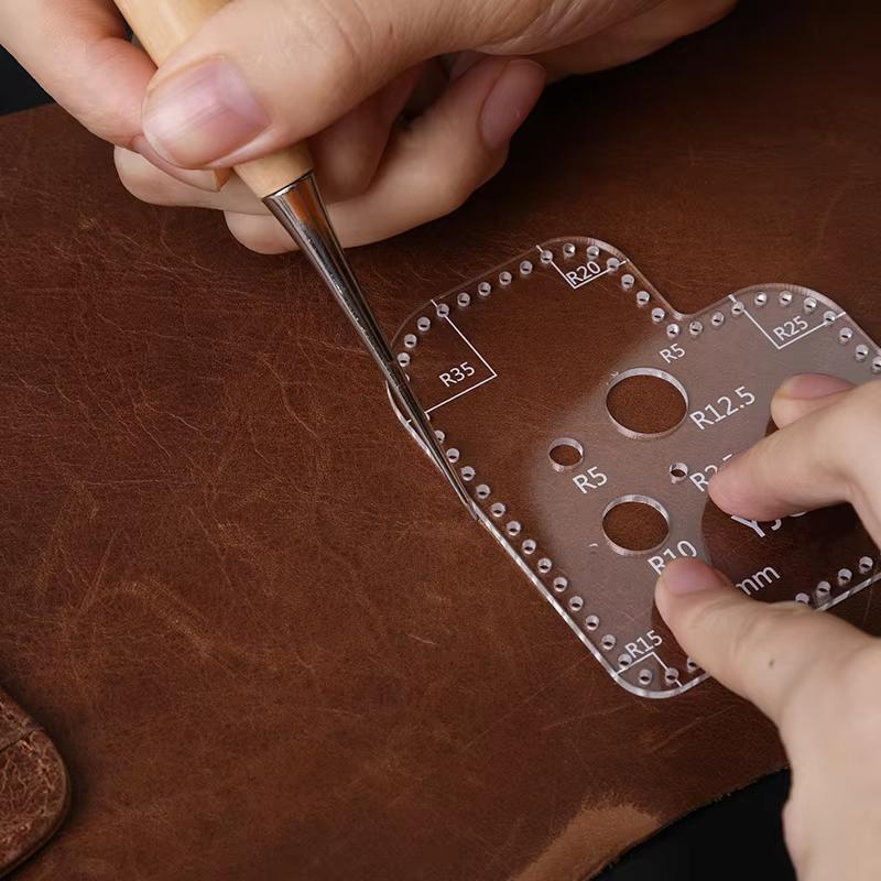Кожаный акриловый шаблон DIY Leathercraft Рисунок Скрапбукинг Тиснение Декоративный угловой узор Швейный трафарет Инструмент