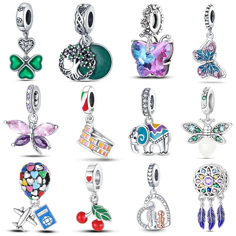 Copper Charms Beads Fit Qikaola Original Blue Zircon Owl Luminous Sea Turtle Octopus Bracelets Diy Birthday Jewelry Gift