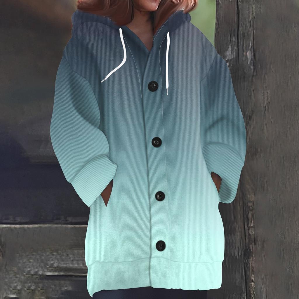 Свитшоты для женщин Вязаный свитер с длинным рукавом Принт Вязаный худи с пуговицами Кардиган Пальто