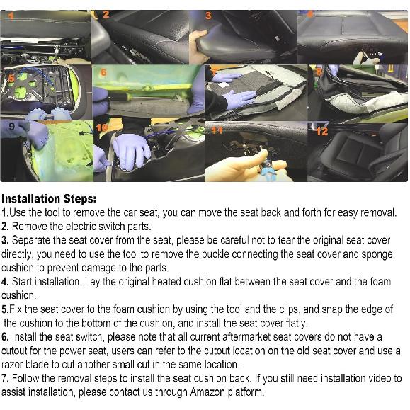 GXARTS Gray Leather Driver Side Bottom Replacement Seat Cover Compatible with Mercedes Benz E200 E250 E300 E350 2010 2011 2012 2013 2014