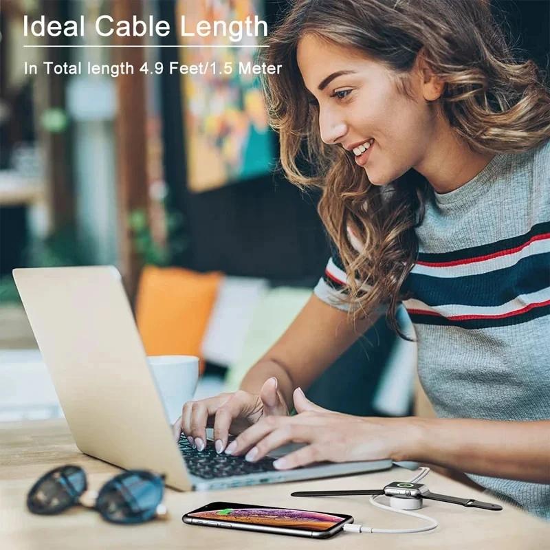 USB Type C Magnetic Wireless Charger for IWatch 9/8/7/6/5/SE USB C Portable Fast Charging Station for Apple Watch Series Ultra