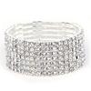 Wedding Elastic Rhinestone Stretch Bracelets,Twinkle Diamond Tennis Bangle,Band Silver Crystal Sparkling Bridal Stackable Bracelet