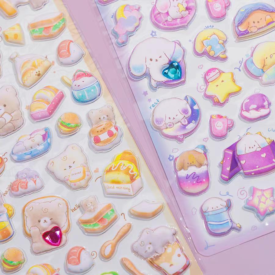 4 шт. Мультяшные животные Мечта Медведь Кролик 3D Пухлая наклейка Скрапбукинг Сделай сам Дневник Канцелярская наклейка Милый декор Школьные принадлежности