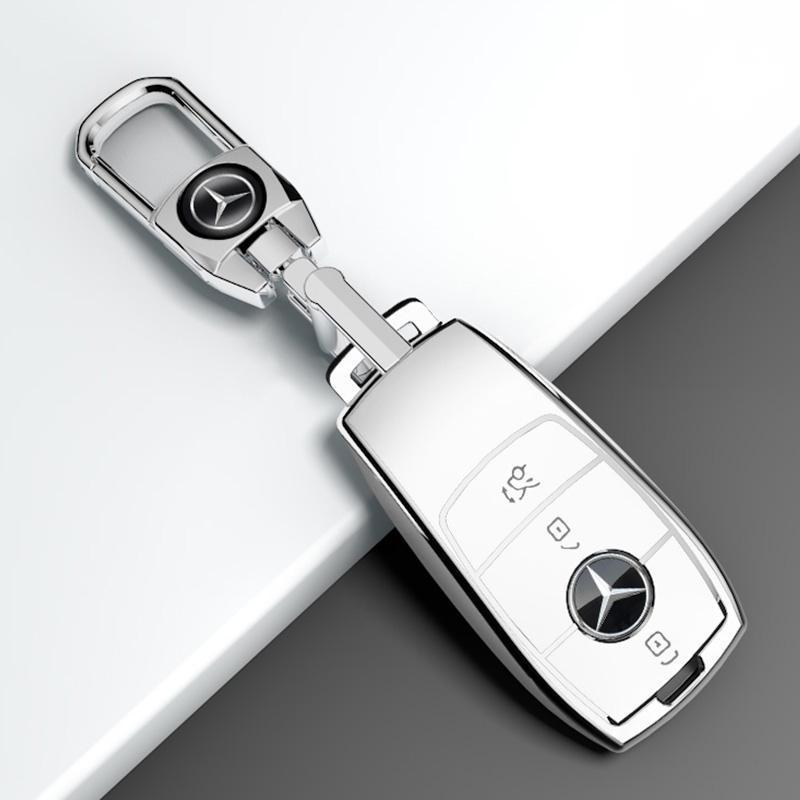 Чехол для ключа Mercedes-Benz E-Class 2016-2023, с пряжкой AMG E260L/E300L, Премиальный защитный чехол.