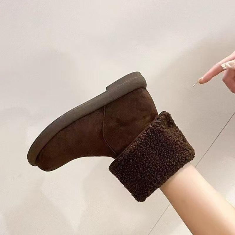 Женские плоские снегоступы, утепленные шерстяные ботинки, новые ботинки средней высоты, шерстяная обувь