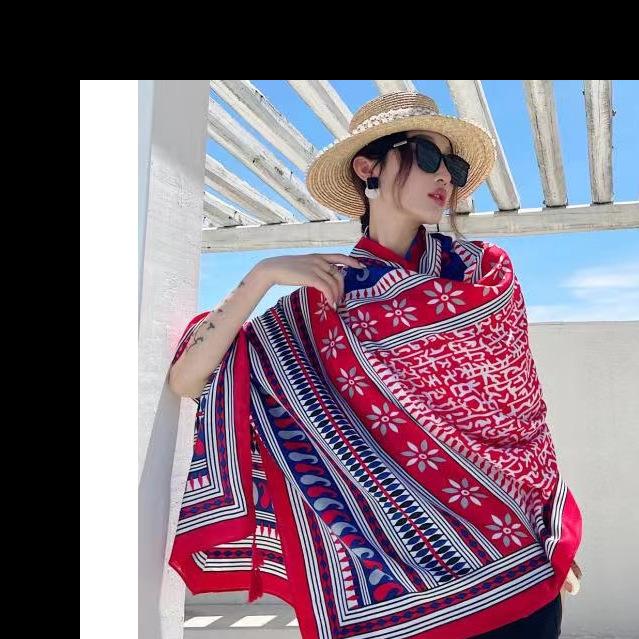 Thickened Women'S Travel Photography Shawl, Women'S Ethnic Style Scarf, Dual-Use Air-Conditioned Room Cloak