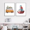 Мультяшный минималистичный постер для кемпинга, самолет, корабль, холст, живопись, принты, детская комната, детская настенная живопись, украшение Куадрос