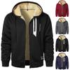 Men's Winter Solid Color Digital Printing Plus Velvet Thickened Sweatshirt Men's Zipper Cardigan Jacket