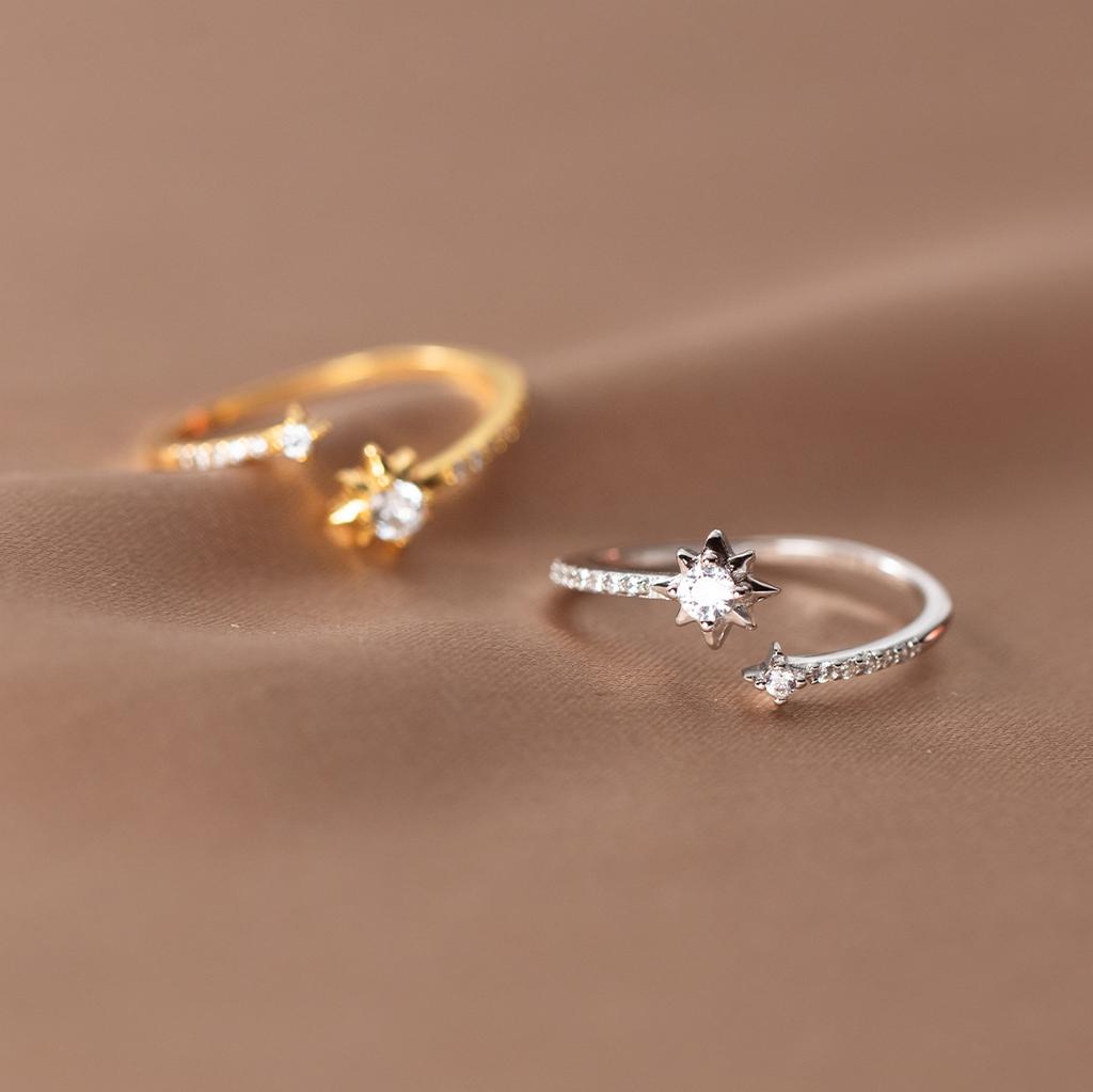 925 Silver Zircon Star Adjustable Rings For Women High Quality Jewelry Accessories Jewellery Argent 925
