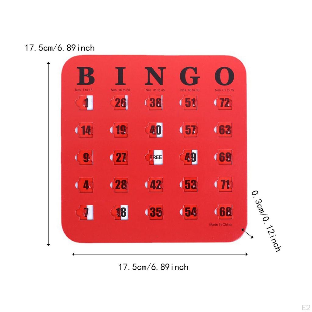 5Pcs Large Print Bingo Cardboard, Shutter Slide Cards for Adults, Seniors, Group