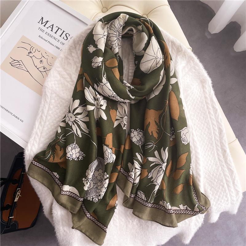 2024 New Spring/Summer Travel Shawl Autumn/Winter Scarf Women'S Thin Fashion Cotton And Hemp Scarf Large Size