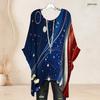 Plus Size Women Round Neck Batwing Sleeve Top Sketch Pink Heart Print Loose Casual Irregular Blouse