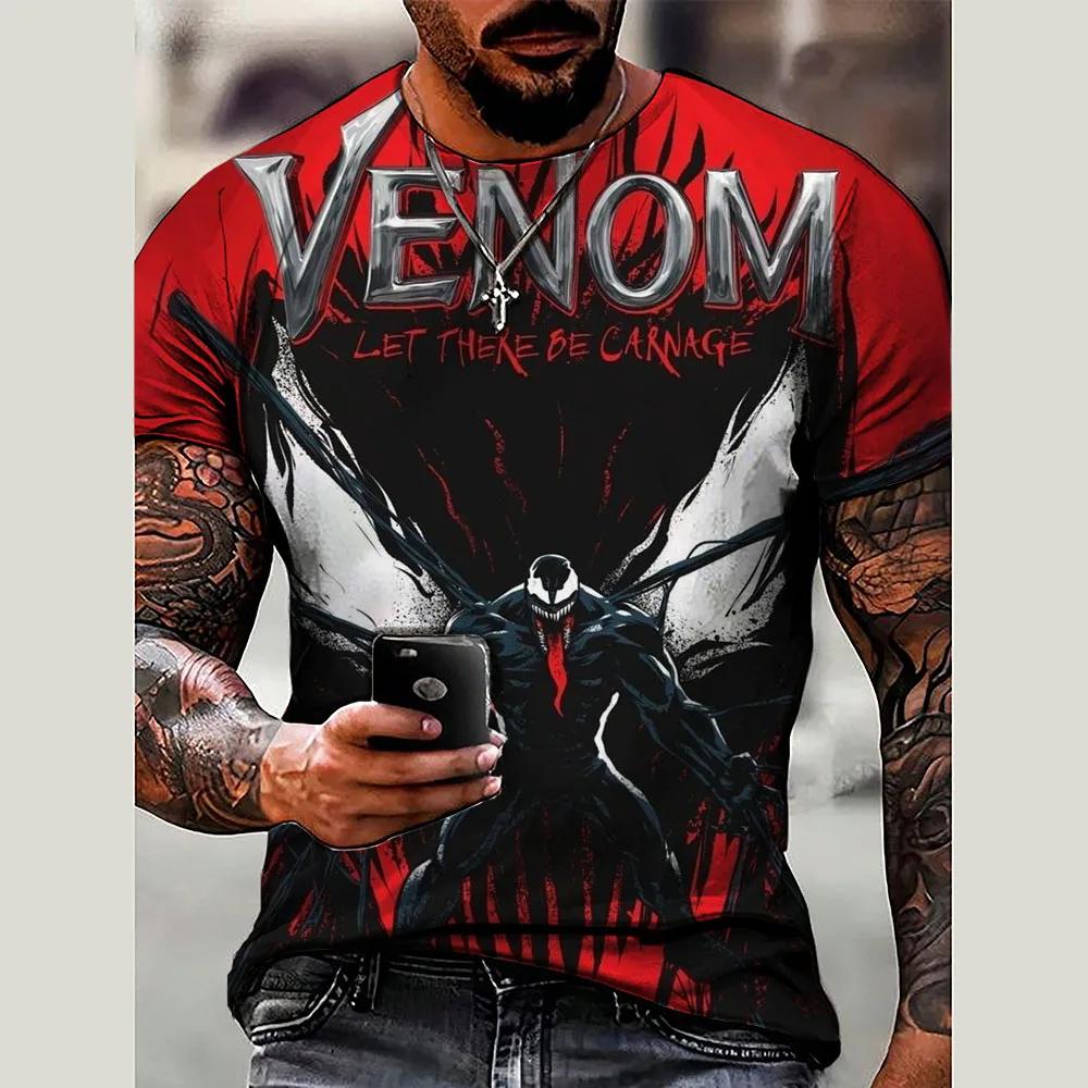 Летняя мужская футболка Marvel Venom с 3D-печатью мужская одежда повседневная футболка модный трендовый крутой мужской стритвир топ