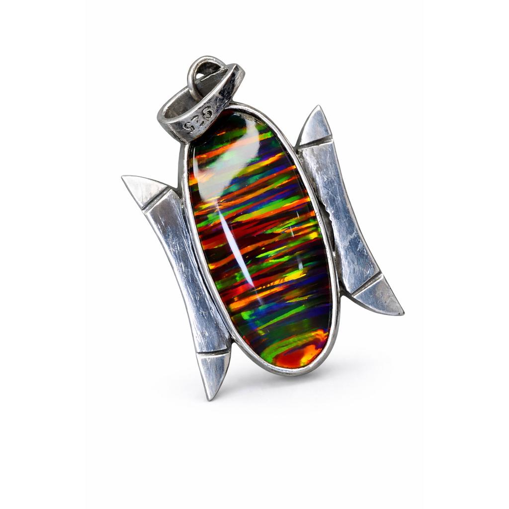 Brazilian Natural Opal 35 Ct 925 Sterling Silver Oval Gems Pendant