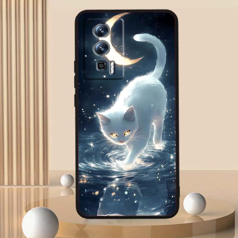 Мультяшный Милый Кот Для Xiaomi Redmi 12 13C 12C 13 10C 9T A2 9A 9C 7A Note 10S 8T 10 9 8 Pro 4G 5G Черный Чехол для Телефона