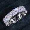 Модные женские хрустальные кольца для вечеринки, полное блестящее цирконие, обручальное кольцо на палец, церемония помолвки, аксессуары, ювелирные изделия