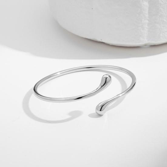 Women Open Bracelet Adjustable Polished Simple Style Water Drop Shape Wedding Daily Dating Wrist Jewelry Birthday Anniversary Gift