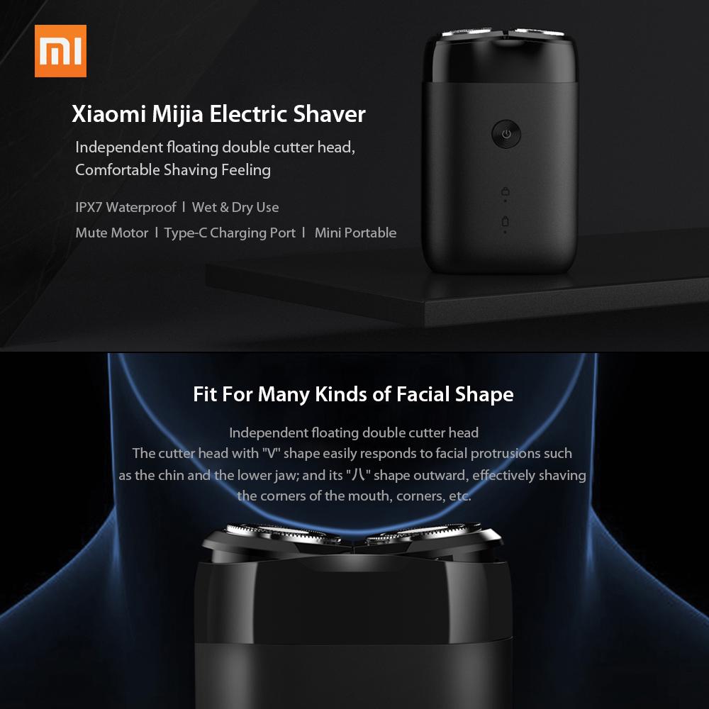 Электробритва Xiaomi Mijia 2 с плавающей головкой, водонепроницаемая бритва для влажной и сухой уборки, двойное лезвие с кольцом USB