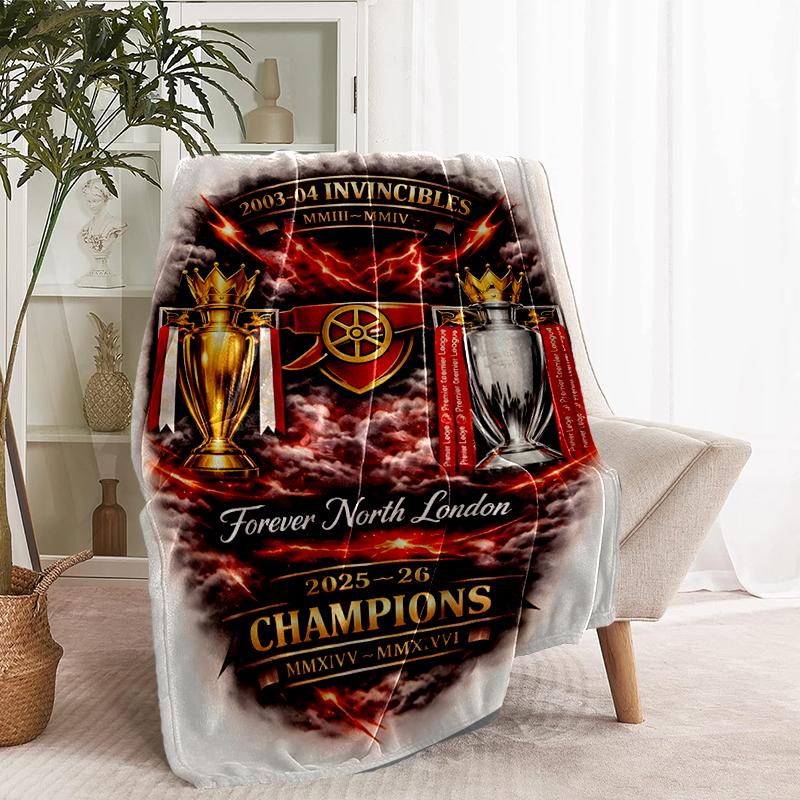 Плед Arsenal F.C. - Мягкий и Удобный, для Спальни, Путешествий, Дивана, Домашнего Декора - Подарок на День Рождения, Рождество для Друга