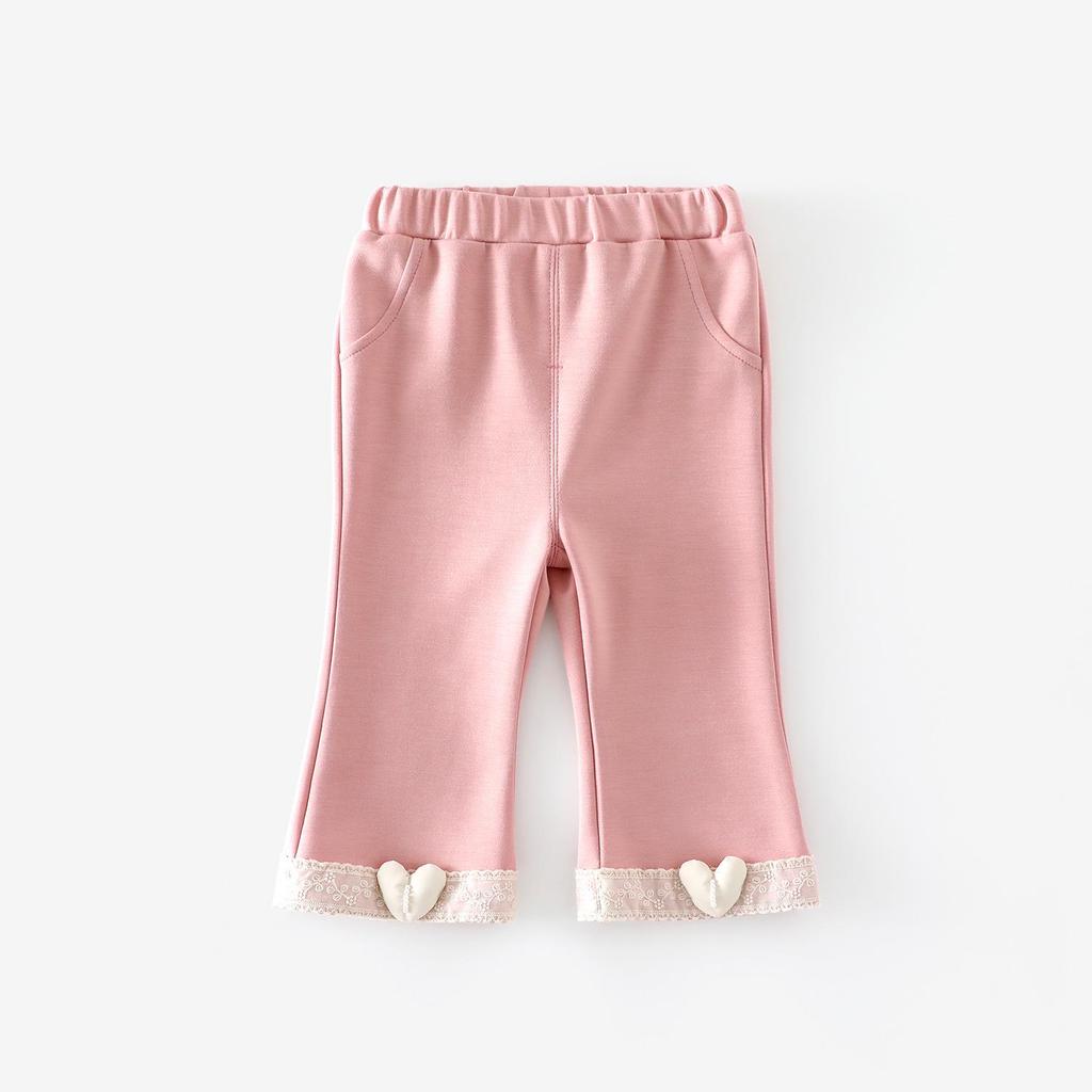 Осенние брюки-клеш для девочек в корейском стиле с дизайном в виде сердечек
