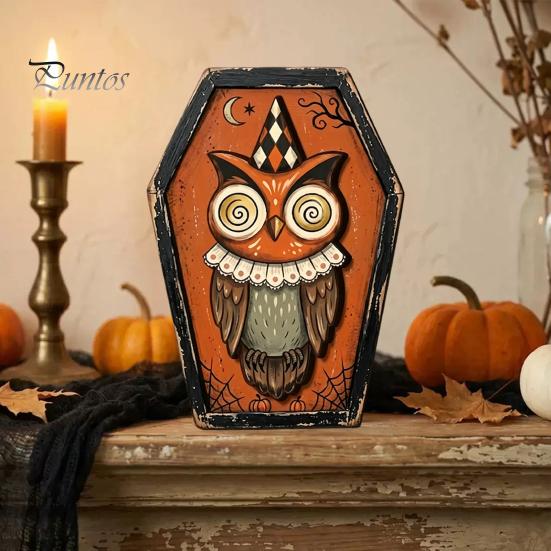 Осенний деревенский centerpiece для стола, винтажный деревянный декор на Хэллоуин, фигурки кота, мумии, скелета, декоративные таблички для камина, полки, каминной полки