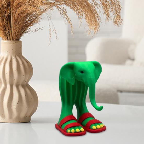 Фигурка слона в пустыне, 3D-печатный кактус, украшение в виде слона, красные тапочки, мультяшная статуя слона, скульптура, украшение